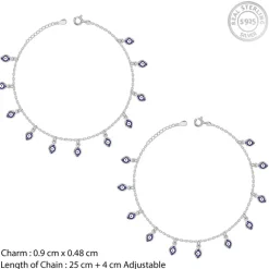 Silver Nazar Charm Anklet