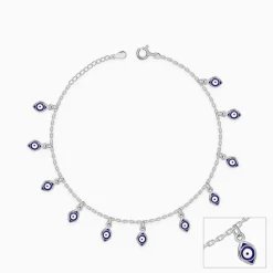 Silver Nazar Charm Anklet