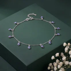 Silver Nazar Charm Anklet