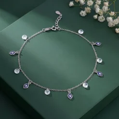 Silver Nazar Charms Anklet