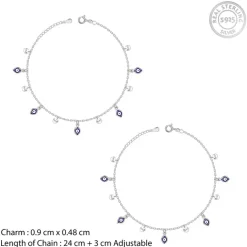 Silver Nazar Charms Anklet