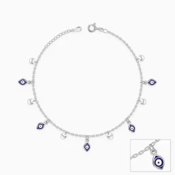 Silver Nazar Charms Anklet
