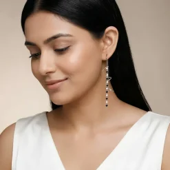 Silver Noir Swirl Dangler Earrings