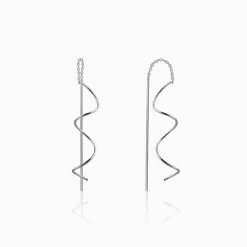 Silver Nyra Spiral Sui Dhaga Earrings