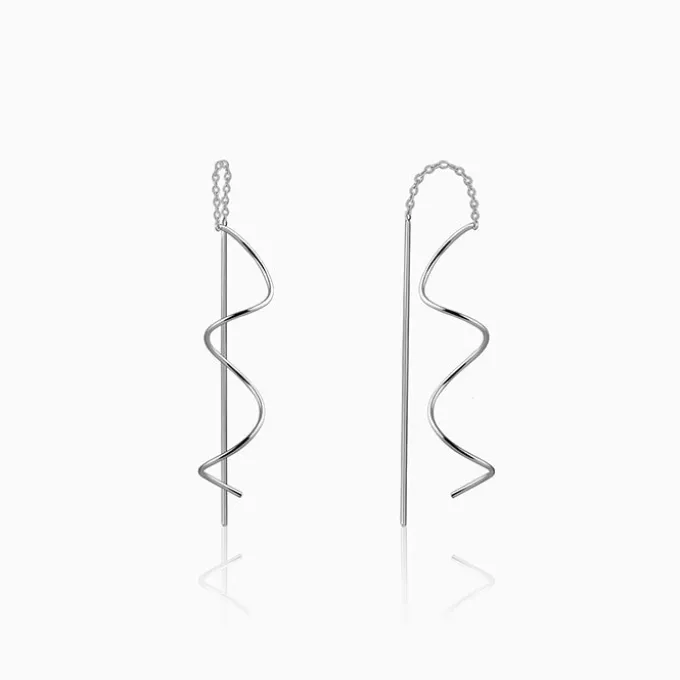 Silver Nyra Spiral Sui Dhaga Earrings