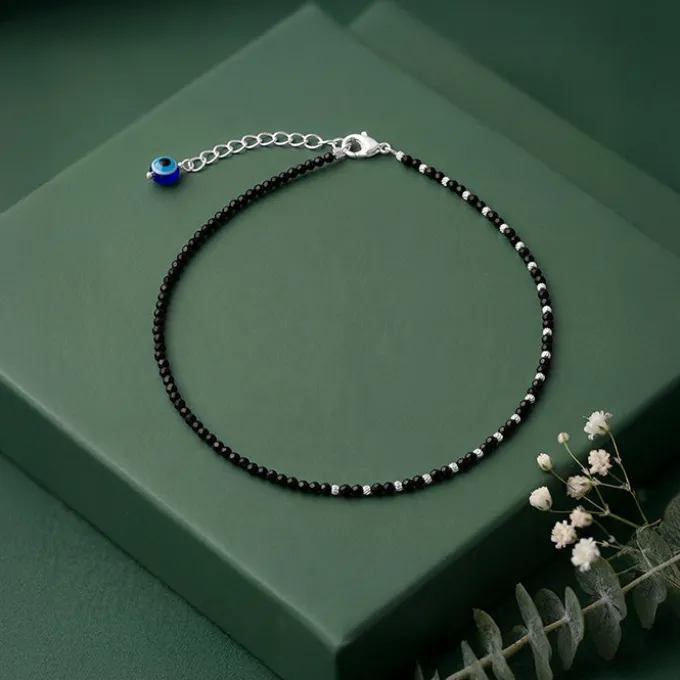 Silver Obsidian Nazariya Anklet