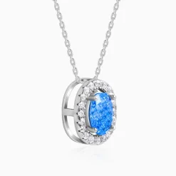 Silver Ocean Blue Stoned Pendant