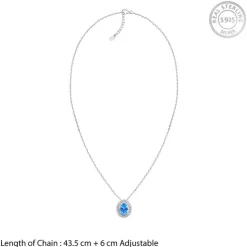 Silver Ocean Blue Stoned Pendant
