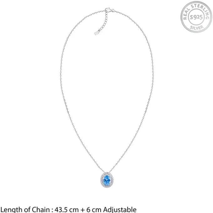 Silver Ocean Blue Stoned Pendant