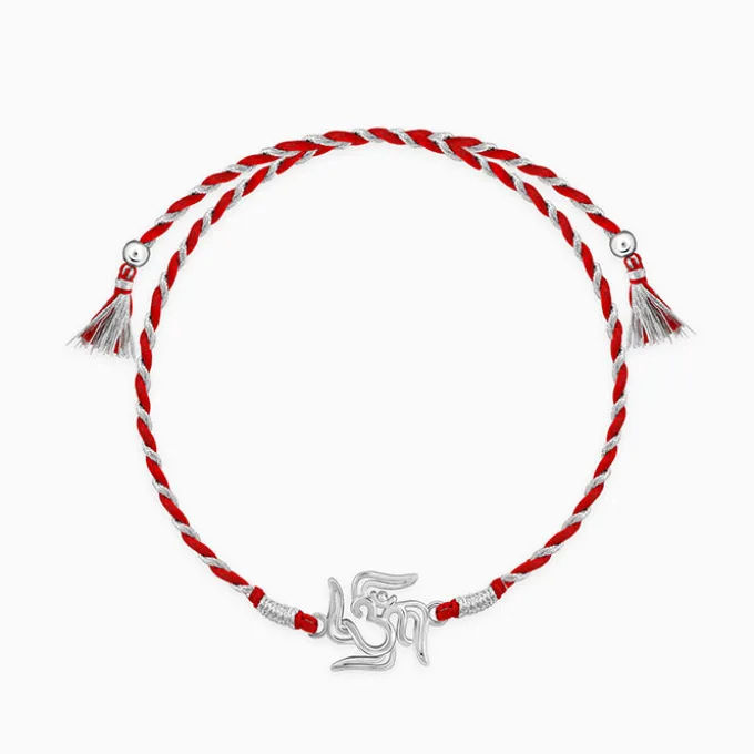 Silver Om and Swastik Rakhi
