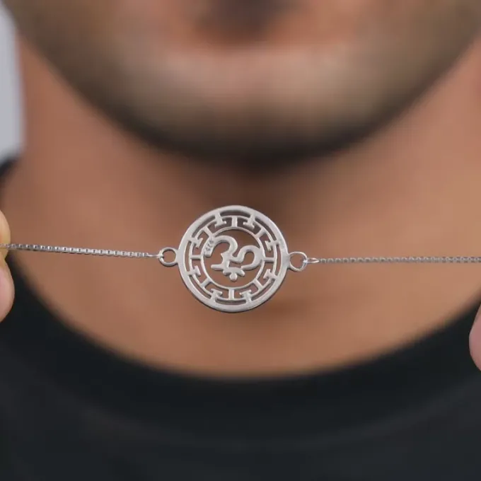 Silver Om Kavach Bracelet Rakhi
