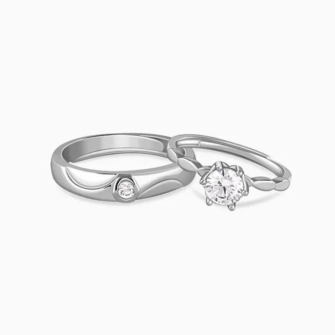 Silver One Beat Couple Rings