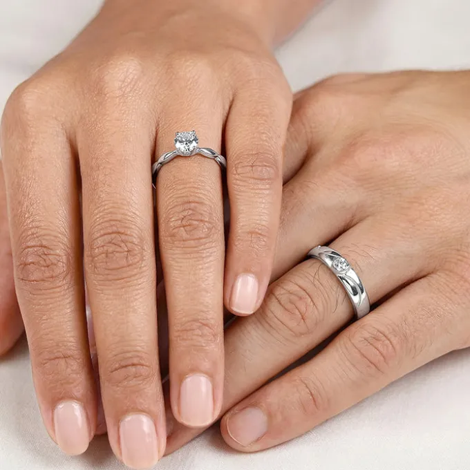 Silver One Beat Couple Rings