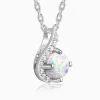 Silver Opal Classic Pendant With Link Chain