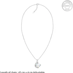 Silver Opal Classic Pendant With Link Chain
