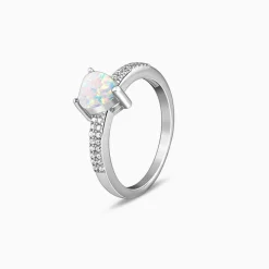 Silver Opal Heart Ring