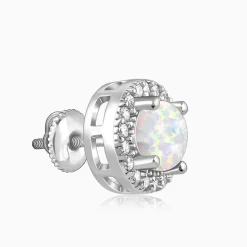 Silver Opal Moon Earrings