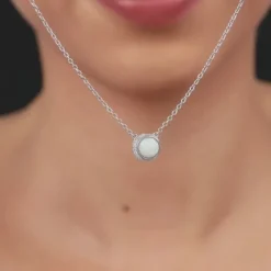 Silver Opal Moon Necklace
