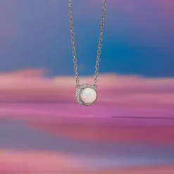 Silver Opal Moon Necklace