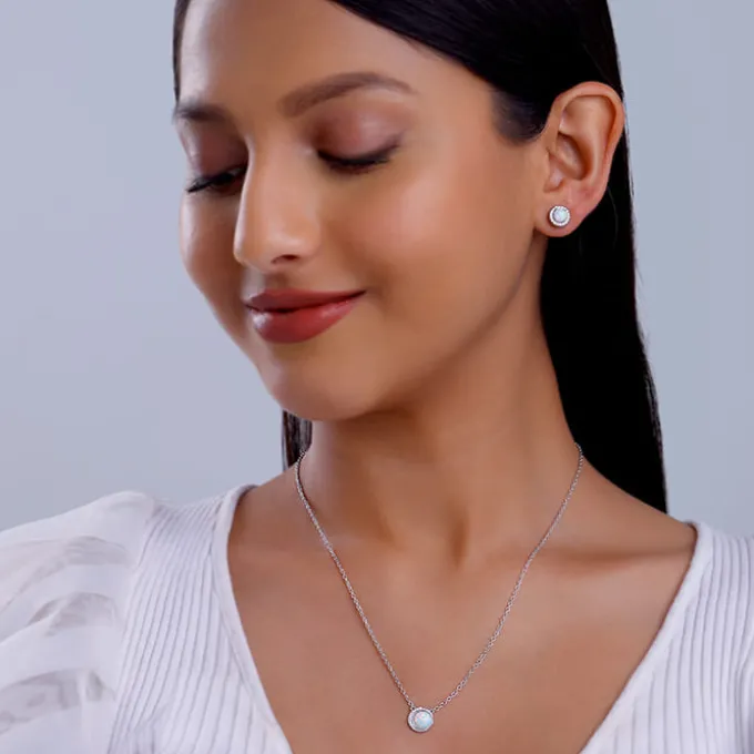 Silver Opal Moon Set