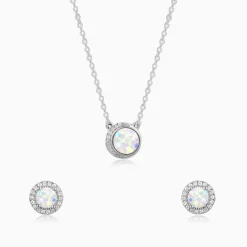 Silver Opal Moon Set