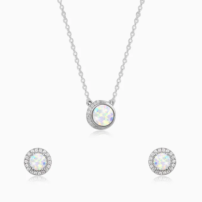 Silver Opal Moon Set