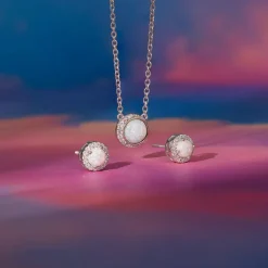 Silver Opal Moon Set