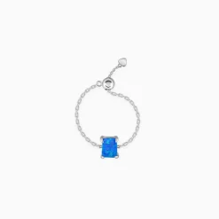 Silver Opal Rectangle Chain Ring