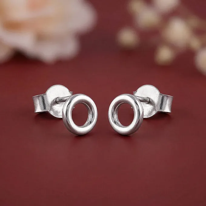 Silver Orbit Stud Earrings