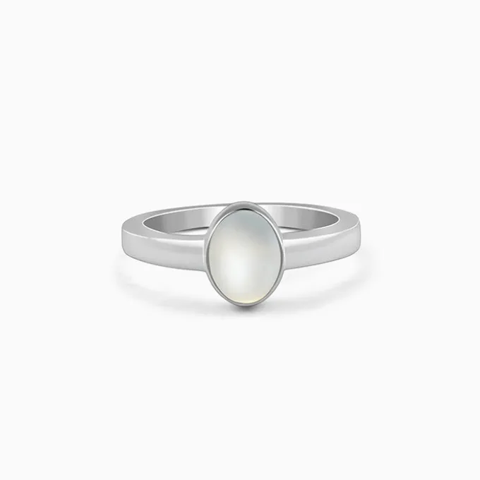 Silver Oval Moonstone Ring For Him