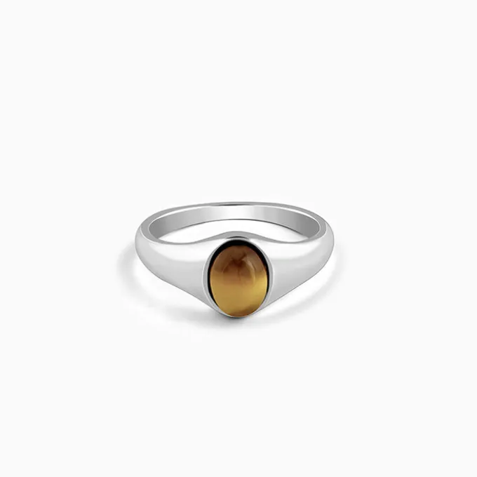 Silver Oval Tiger Eye Ring For Him