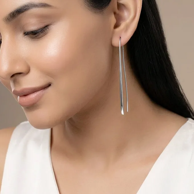 Silver Parabola Hoop Earrings