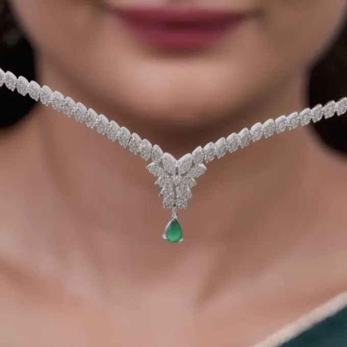 Silver Party Wear Necklace