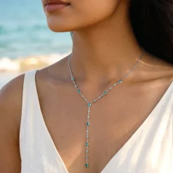 Silver Pasitea Lariat Necklace