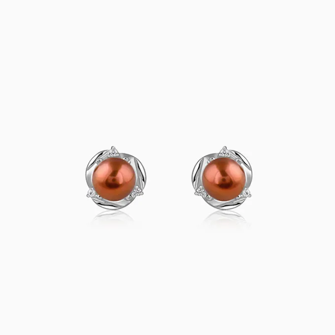 Silver Paulette Pearl Stud Earrings