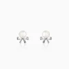Silver Pearl Bownot Stud Earrings