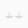 Silver Pearl Ear Jacket Earrings