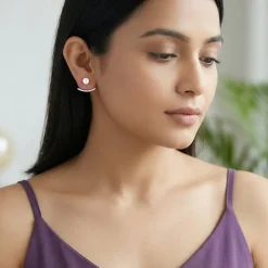 Silver Pearl Ear Jacket Earrings
