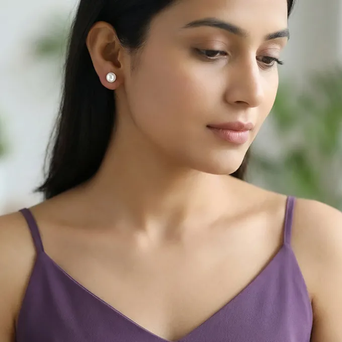 Silver Pearl Ear Jacket Earrings