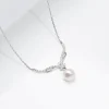 Silver Pearl Grace Drop Necklace