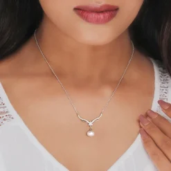 Silver Pearl Grace Drop Necklace