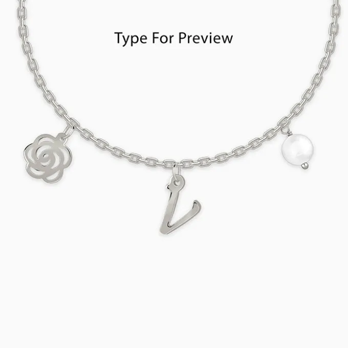 Silver Pearl Rosey Personalised Bracelet