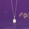 Silver Pearly Hug Pendant with Link Chain