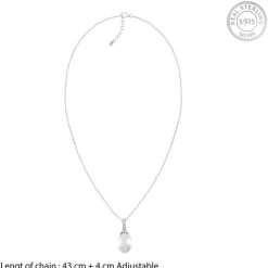 Silver Pearly Hug Pendant with Link Chain