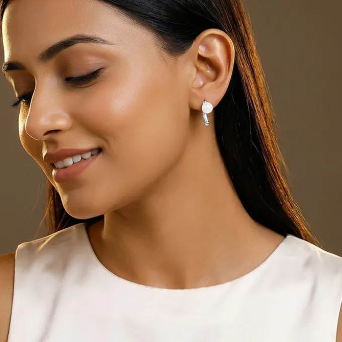Silver Penelope Pearl Earrings