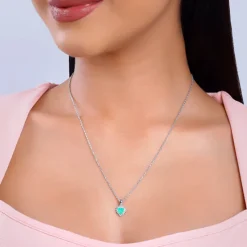 Silver Perfect Heart Pendant With Link Chain