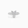 Silver Periwinkle Floral Ring