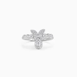 Silver Periwinkle Floral Ring