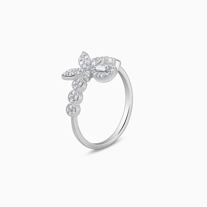 Silver Periwinkle Floral Ring