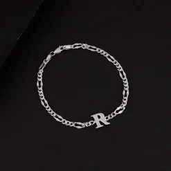 Silver Personalised Alpha Initial Bracelet For Him